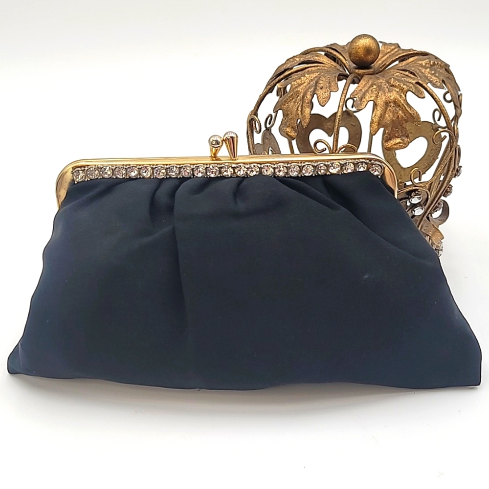 KISSLOCK Vintage Evening Bag Clutch Rhinestones Bling Simple Clean